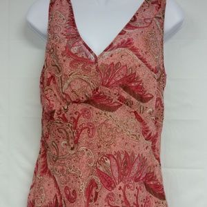 Ann Taylor 6 100% Silk Pink Paisley Sleeveless Top